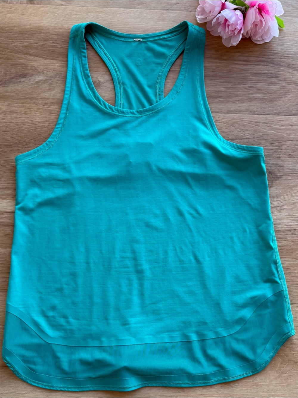 lululemon athletica Teal Racerback Tank top  small mesh shark embroidered logo